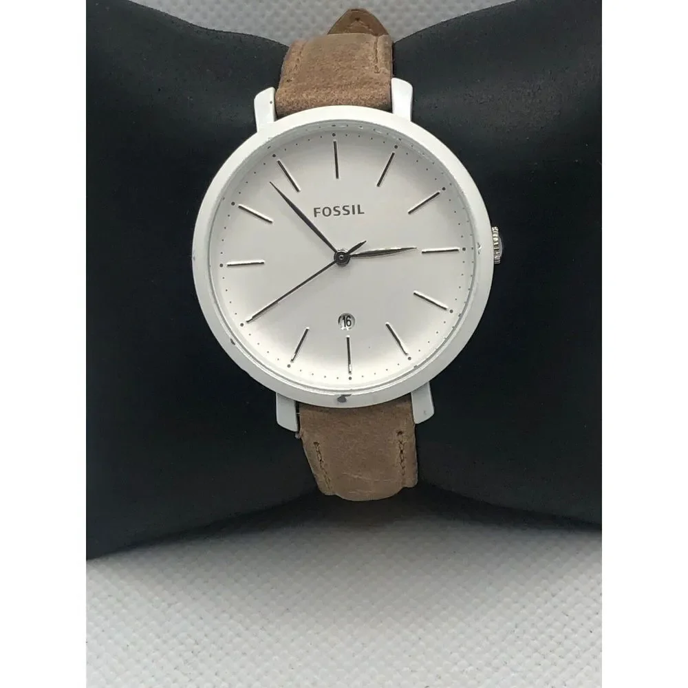Fossil ES4397 Women's Brown Leather Analog White Dial Quartz Wrist Watch OL6